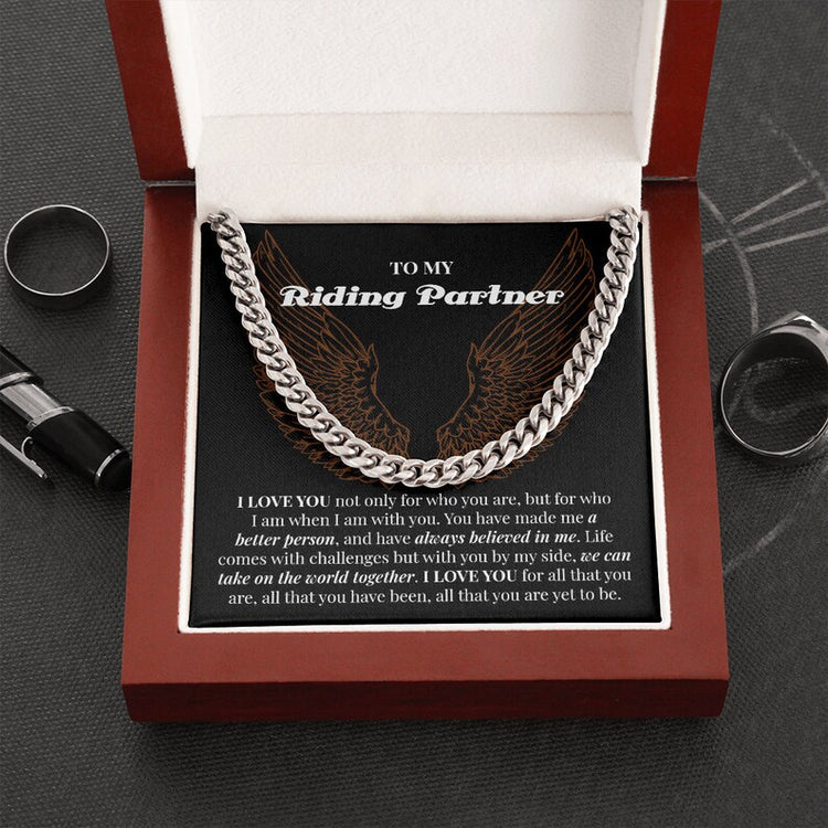 Riding Partner Gift, Cuban Link Chain Necklace For My Boyfriend, Gift For Husband, Riding Partner Gift For Man, Motorcyclist Gift For Him. - TGV