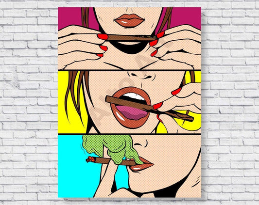 Roll Lick Smoke Blunt Canvas And Poster, Canvas Painting, Wall Decor Visual Art