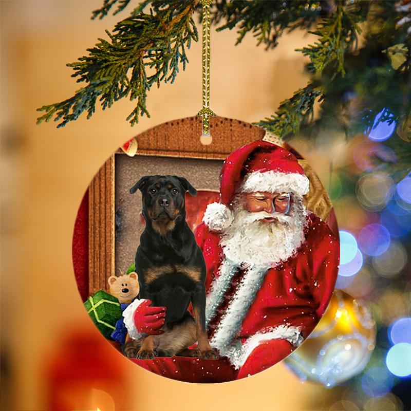 Godmerch- Ornament- Rottweiler-2 With Santa Christmas Ornament, Happy Christmas Ornament, Car Ornament