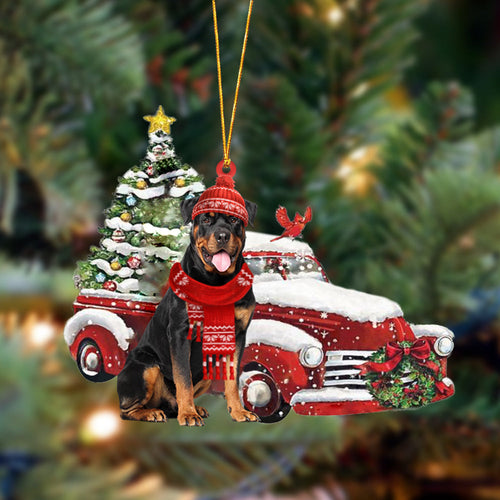 Godmerch- Ornament- Rottweiler-Christmas Car Two Sided Ornament, Happy Christmas Ornament, Car Ornament