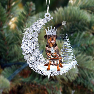 Rottweiler Diamond Moon Merry Christmas Ornament Christmas Decoration