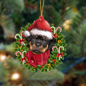 Godmerch- Ornament- Rottweiler 1-Xmas Bandana Hanging Ornament, Happy Christmas Ornament, Car Ornament