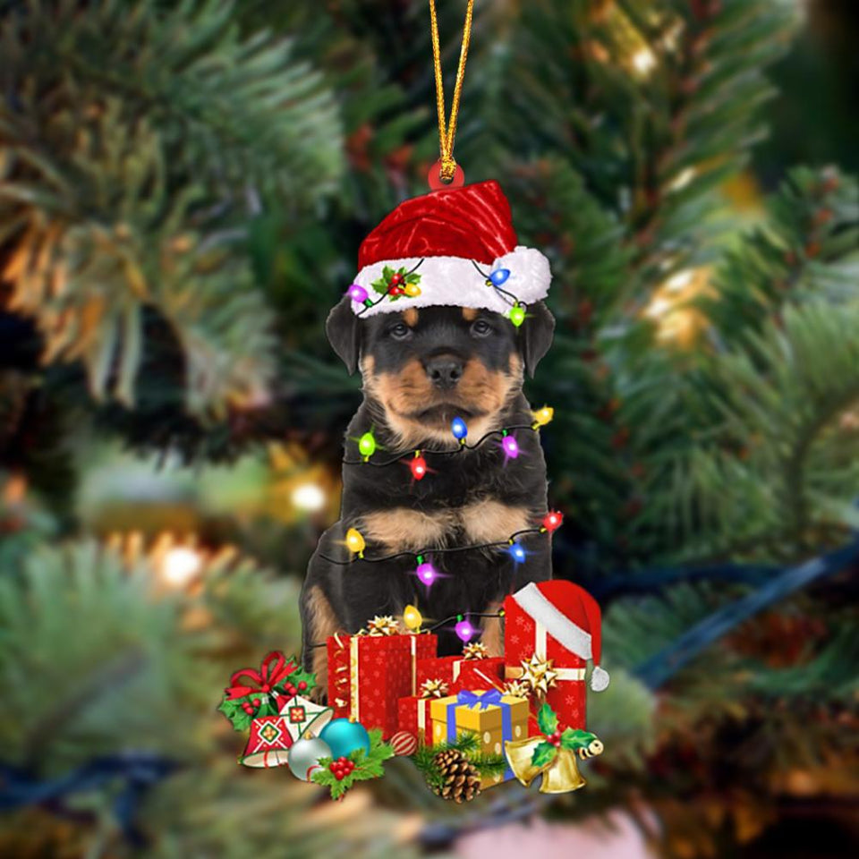 Ornament- Rottweiler 2-Dog Be Christmas Tree Hanging Ornament, Happy Christmas Ornament, Car Ornament