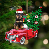 Godmerch- Ornament- Rottweiler 2-Pine Truck Hanging Ornament, Happy Christmas Ornament, Car Ornament