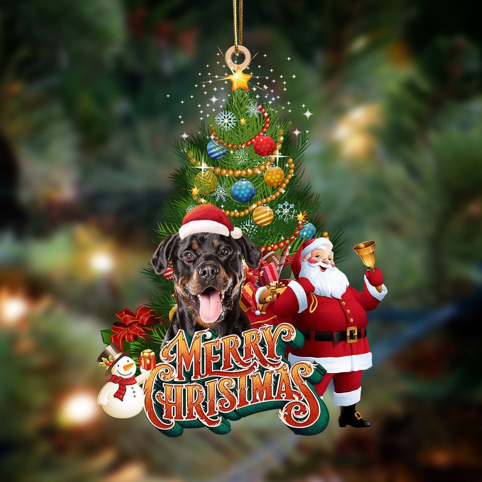 Godmerch- Ornament- Rottweiler3-Christmas Tree&Dog Hanging Ornament, Happy Christmas Ornament, Car Ornament