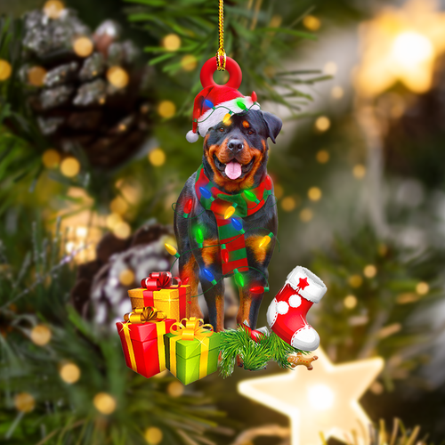 Godmerch- Ornament- Rottweiler Christmas Shape Ornament, Happy Christmas Ornament, Car Ornament