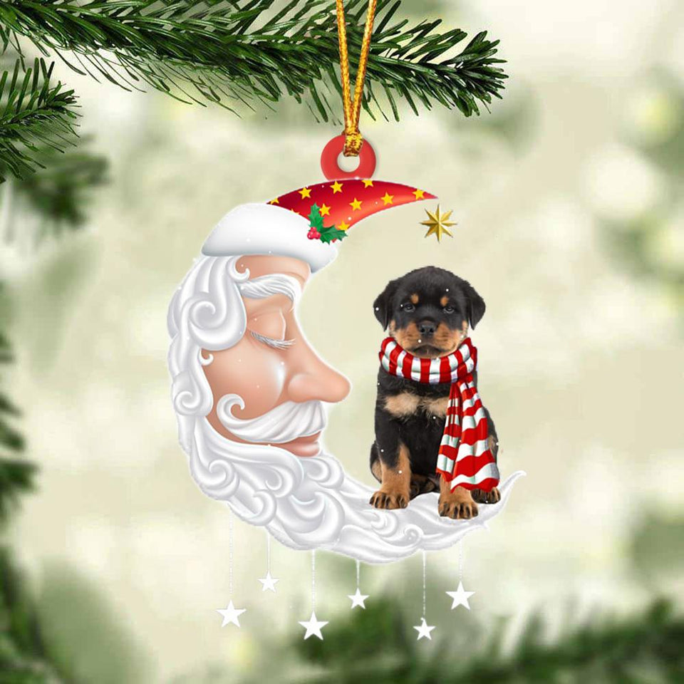 Rottweiler With Santa Christmas Ornament Dog Christmas Ornament