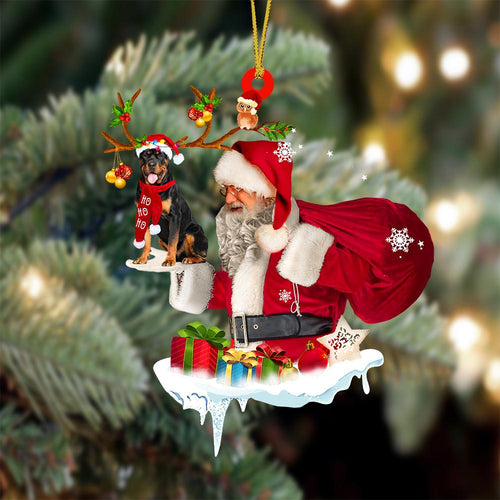 Rottweiler And Santa Claus Christmas Ornament Godmerch