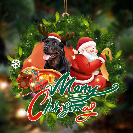 Godmerch- Ornament- Rottweiler-Santa & dog Hanging Ornament, Happy Christmas Ornament, Car Ornament