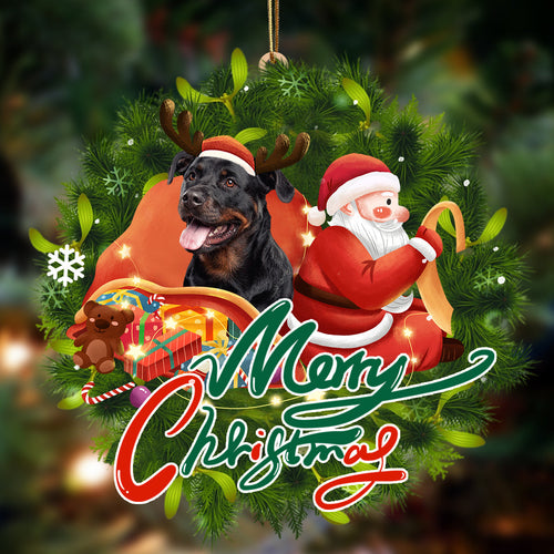Godmerch- Ornament- Rottweiler-Santa & dog Hanging Ornament, Happy Christmas Ornament, Car Ornament