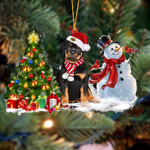 Godmerch- Ornament- Rottweiler Christmas Snow Hanging Ornament Dog Ornament, Car Ornament, Christmas Ornament