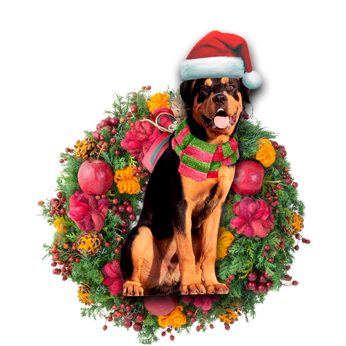 Godmerch- Ornament- Rottweiler Christmas Ornament, Happy Christmas Ornament, Car Ornament