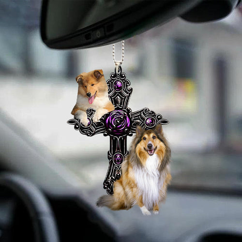 Rough Collie Pray For God Car Hanging Ornament Dog Pray For God Ornament Godmerch