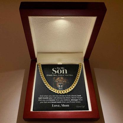 Pamaheart- To My Son - Stand Tall - From Mom - Cuban Link Chain, Gift For Man, Husband, Gift For Birthday, Christmas