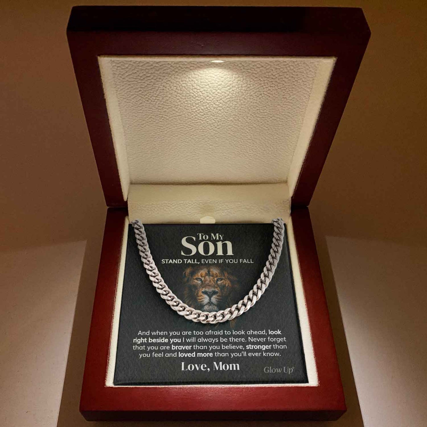 Pamaheart- To My Son - Stand Tall - From Mom - Cuban Link Chain, Gift For Man, Husband, Gift For Birthday, Christmas