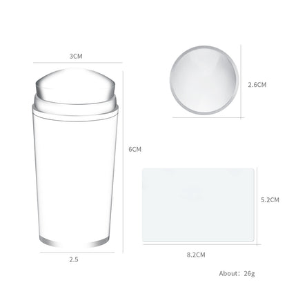 Transparent Silicone Nail Art Stamping Kit - French Design for Manicure with Dual-Sided Stamper - Scraper and Polish Seal