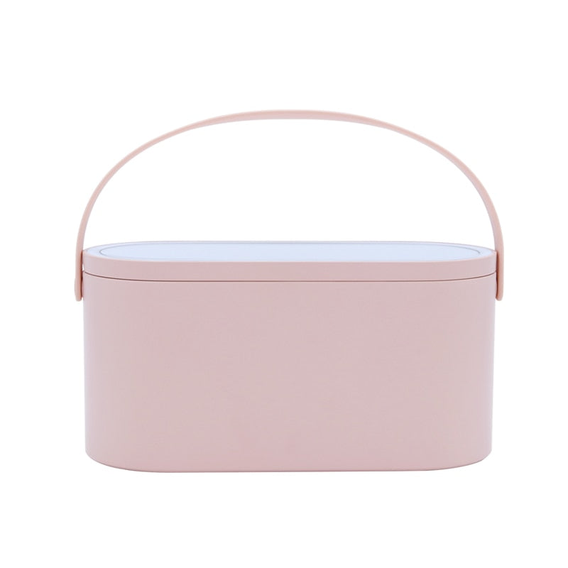 Portable Makeup Storage with Makeup Mirror | Travel Makeup Organizer with LED Mirror | Makeup Case Gifts for Her and Mother's Day