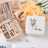 Birth Flower Jewelry Travel Case, Birth Month Flower Gift, Personalized Birthday Gift, Leather Jewelry Travel Case, Custom Jewelry Case
