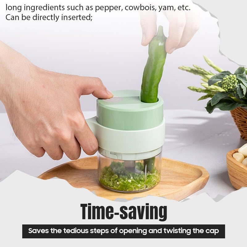 Portable Electric Vegetable Cutter Set Food Processor Chopper Kitchen Tools