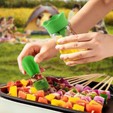 BBQ Tool Oil Bottle With Silicone Brush Oil Spray Baking Barbecue Grill Oil Dispenser Cookware Baking Kitchen Accessories