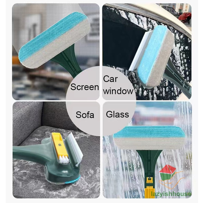 Glass Cleaning Tools Double-Sided Telescopic Rod Window Cleaner Mop Squeegee Wiper Long Handle Brush Kitchen Accessories