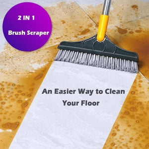 Scrubber Long-handled Floor Brush and Rotating Crevice Cleaner for Bathroom and Kitchen with Triangular Brush Head and Squeegee