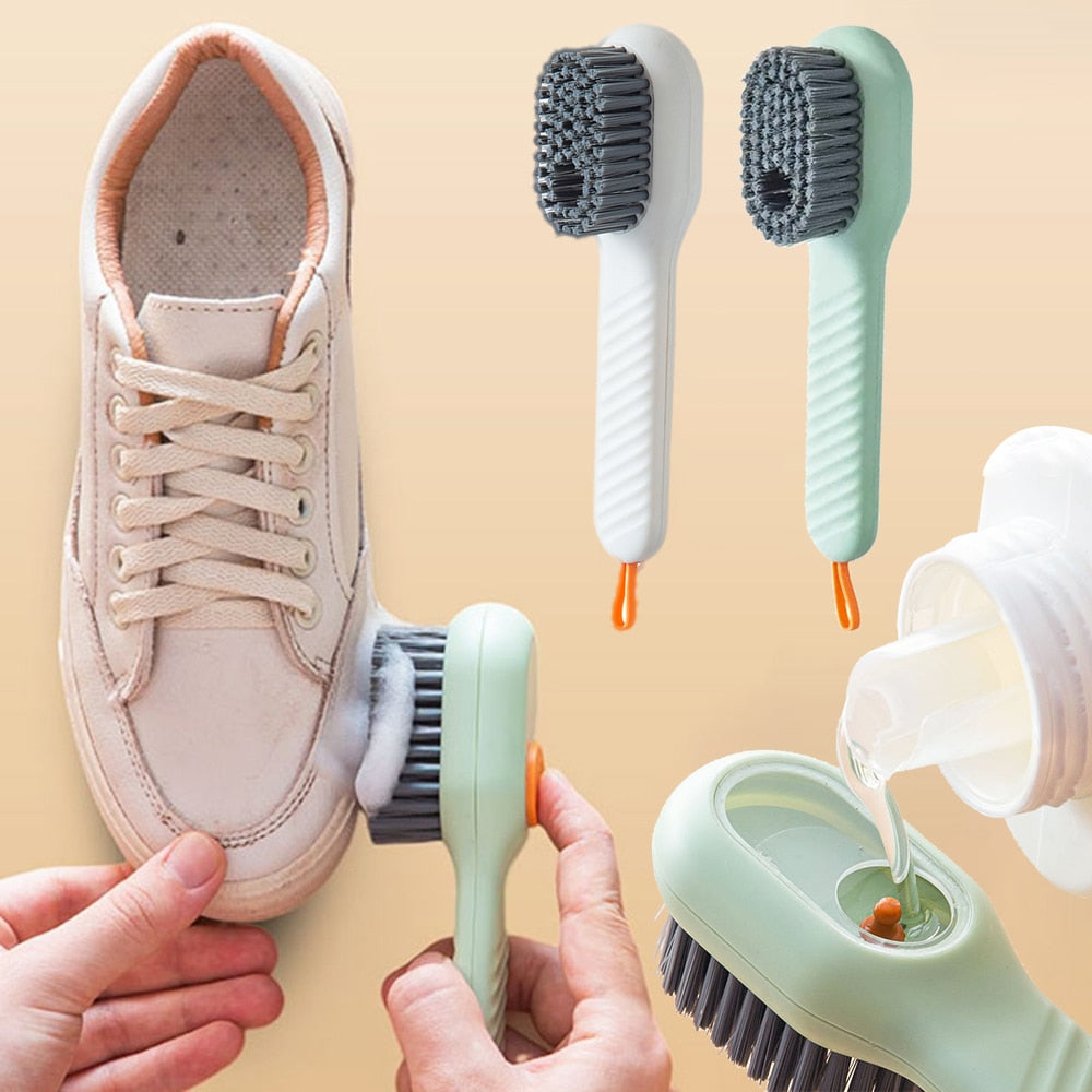 Multifunctional Long Handle Shoe Brush with Soap Dispenser for Household Cleaning