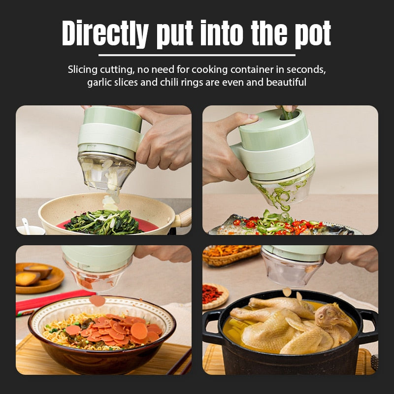 Portable Electric Vegetable Cutter Set Food Processor Chopper Kitchen Tools