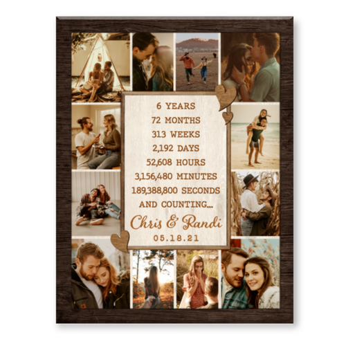 6th Anniversary Photo Collage Canvas, Custom 6 Year Anniversary Gift