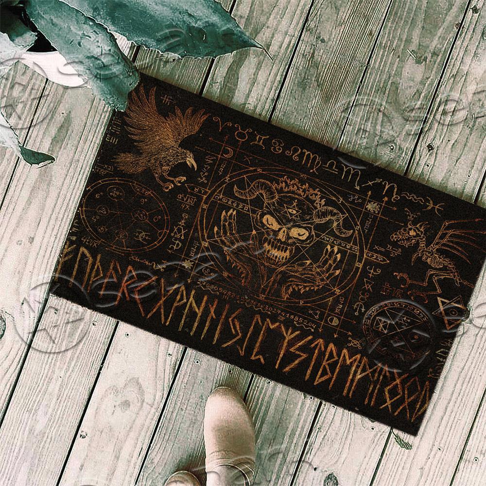 Satanic Symbol Goat Head Brown SED-0946 Door Mat