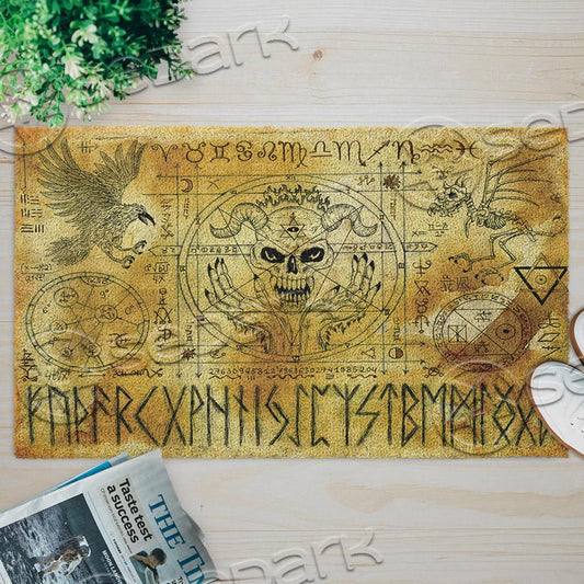 Satanic Symbol Goat Head Yellow SED-0947 Door Mat