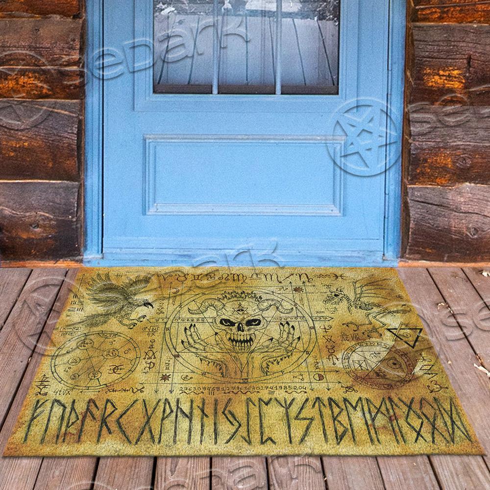 Satanic Symbol Goat Head Yellow SED-0947 Door Mat