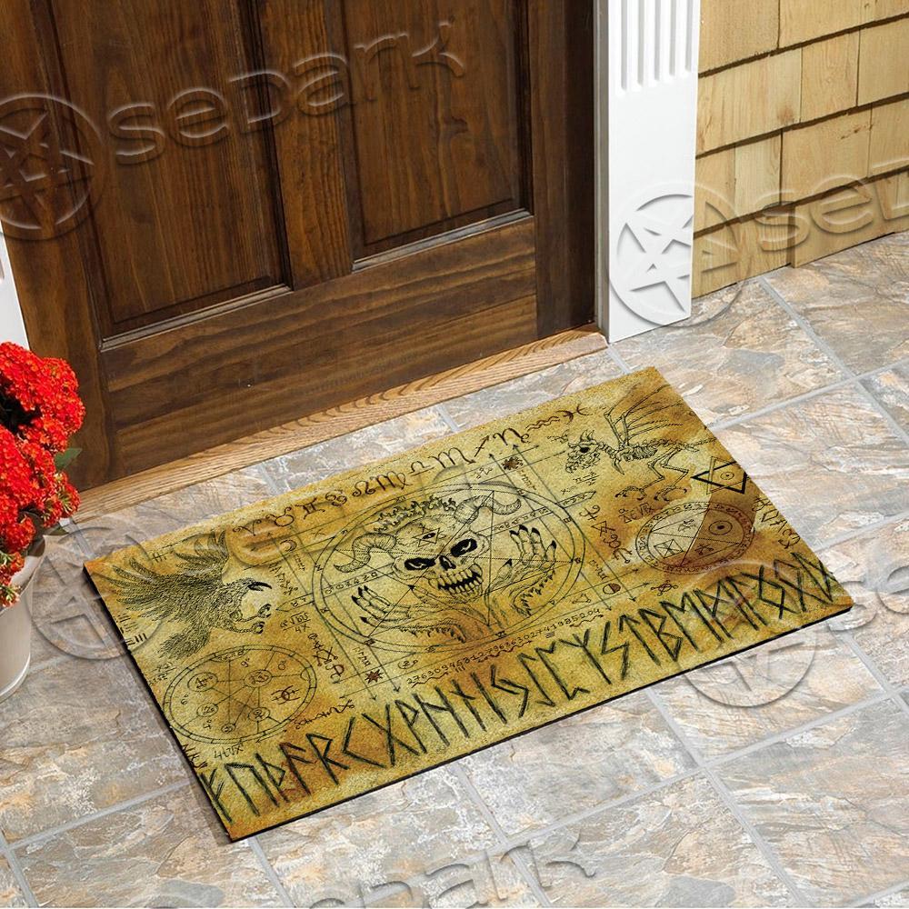 Satanic Symbol Goat Head Yellow SED-0947 Door Mat