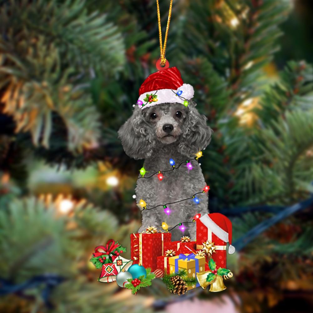 Ornament- SILVER Miniature Poodle-Dog Be Christmas Tree Hanging Ornament, Christmas Ornament, Car Ornament