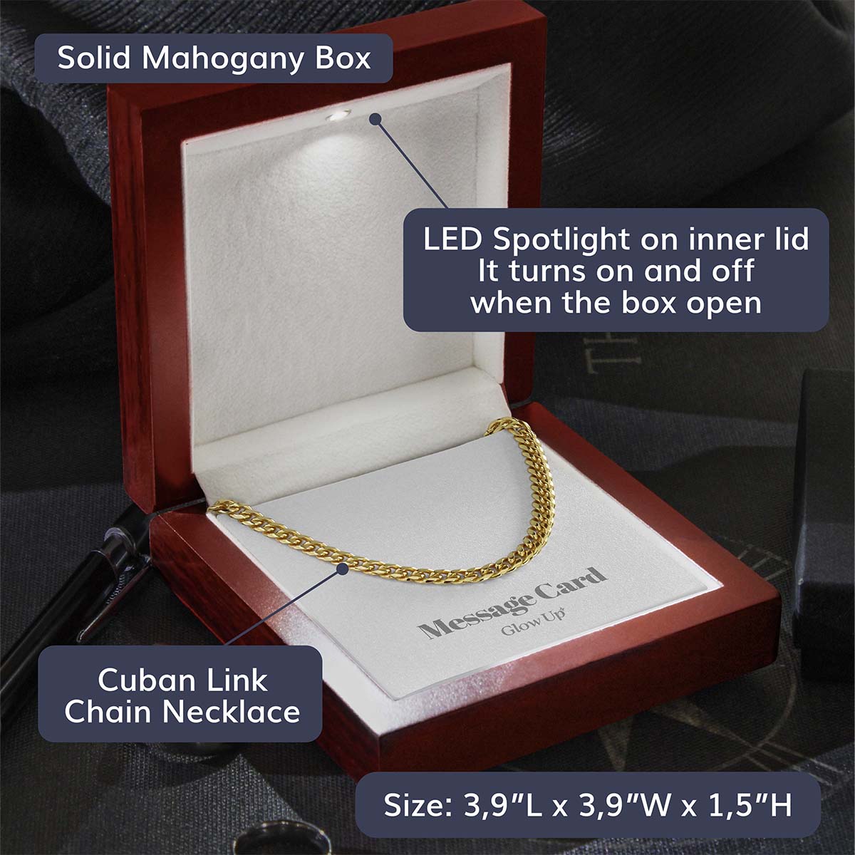 To my Dad - Always be your little boy - Cuban Link Chain Gift For Man Husband Gift For Birthday