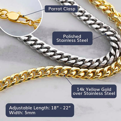 To my Dad - My Super Hero - Cuban Link Chain Gift For Man Husband Gift For Birthday