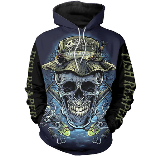 Skull Gifts Skull Fisherman All Over Printed US Unisex Size Hoodie