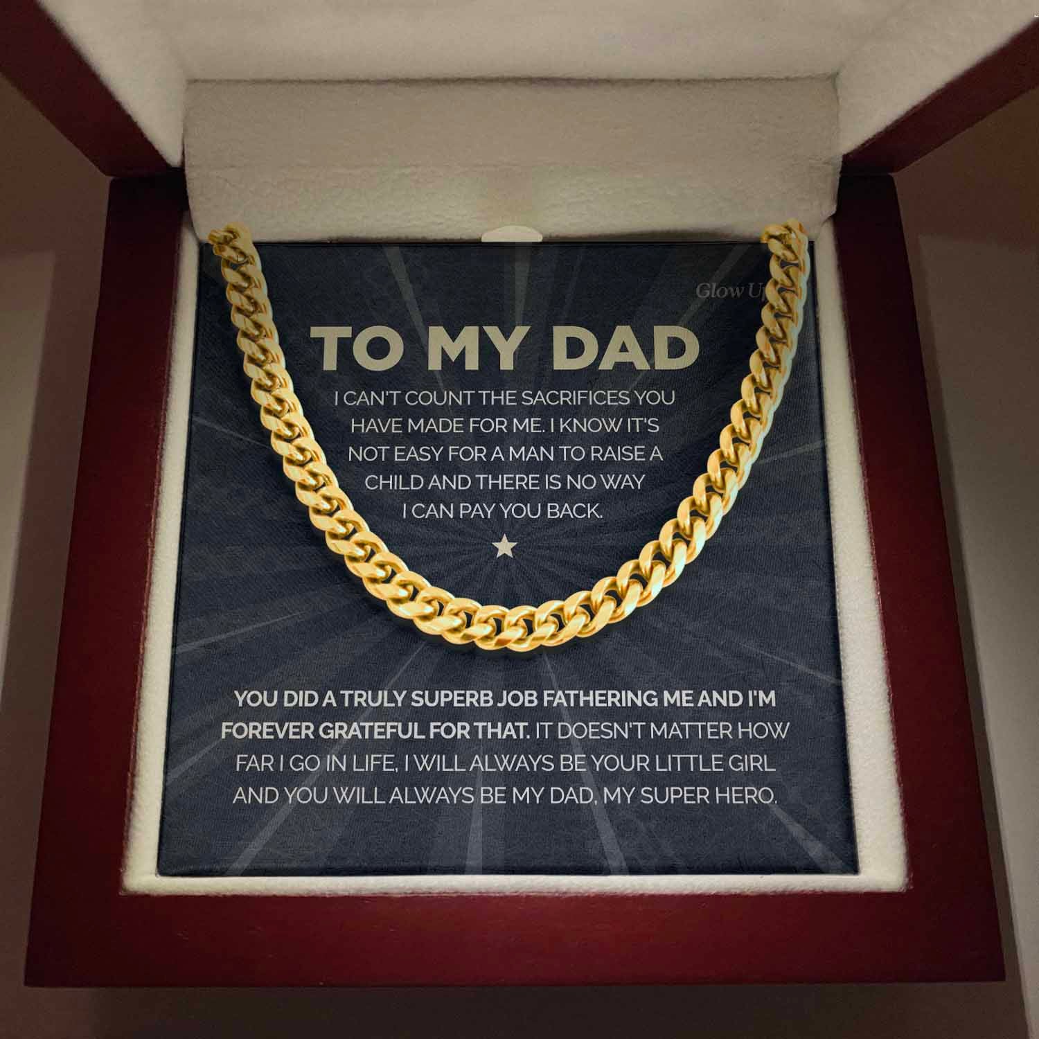 Pamaheart- To my Dad - My Super Hero - Cuban Link Chain, Gift For Man, Husband, Gift For Birthday, Christmas