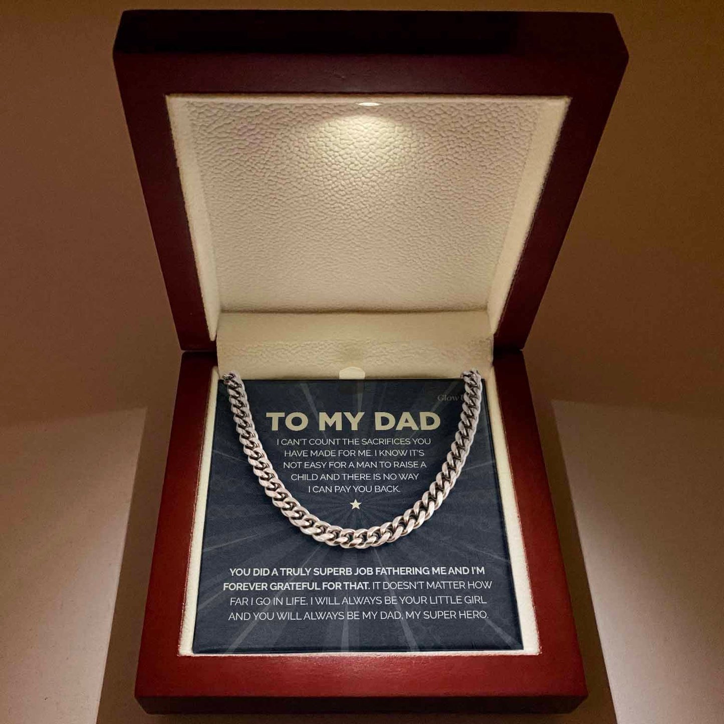 To my Dad - My Super Hero - Cuban Link Chain, Gift For Man, Husband, Gift For Birthday, Christmas