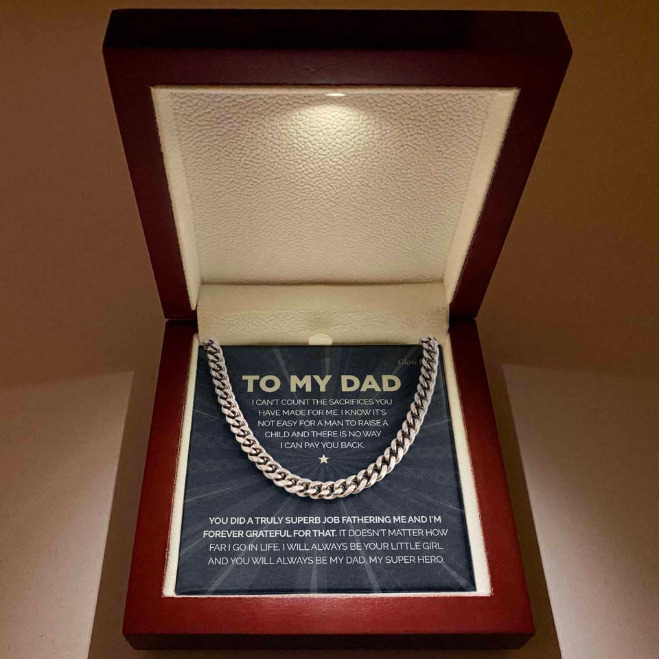 Pamaheart- To my Dad - My Super Hero - Cuban Link Chain, Gift For Man, Husband, Gift For Birthday, Christmas