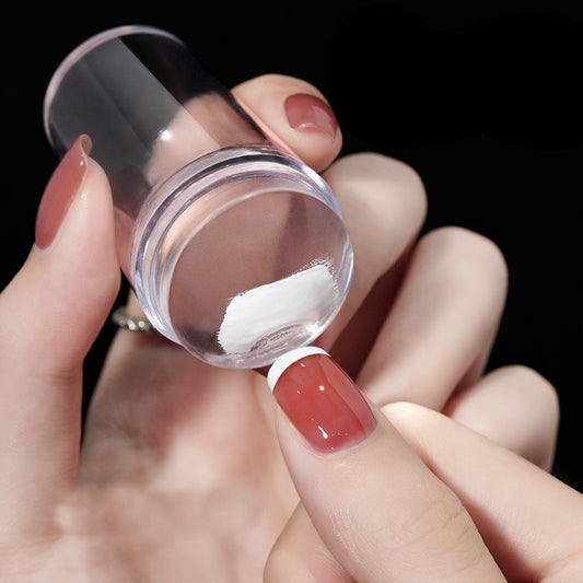 Transparent Silicone Nail Art Stamping Kit - French Design for Manicure with Dual-Sided Stamper - Scraper and Polish Seal