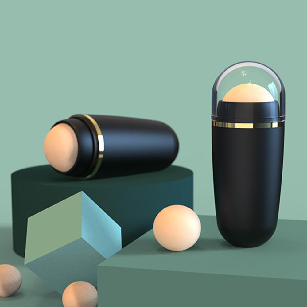 Portable Volcanic Roller Stone for Face Oil Absorption and Removal - Mini T-Zone Oil Remover and Skin Care Tool