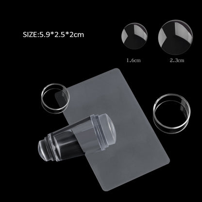 Transparent Silicone Nail Art Stamping Kit - French Design for Manicure with Dual-Sided Stamper - Scraper and Polish Seal