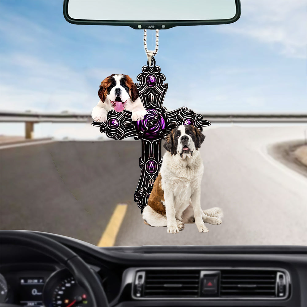 Saint Bernard Pray For God Car Hanging Ornament Dog Pray For God Ornaments Godmerch