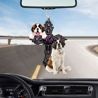 Saint Bernard Pray For God Car Hanging Ornament Dog Pray For God Ornaments Godmerch