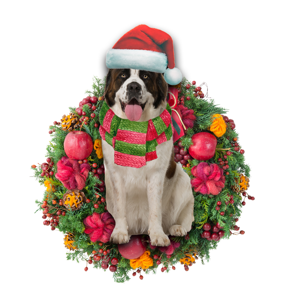 Godmerch- Ornament- Saint Bernard Christmas Ornament, Happy Christmas Ornament, Car Ornament