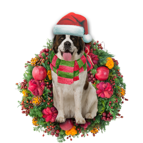 Godmerch- Ornament- Saint Bernard Christmas Ornament, Happy Christmas Ornament, Car Ornament