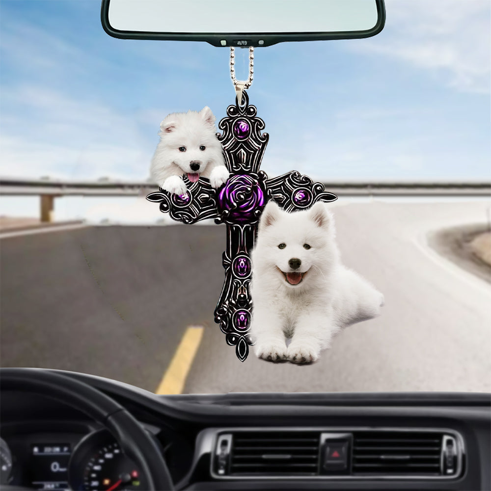 Samoyed Pray For God Car Hanging Ornament Dog Pray For God Ornament Godmerch