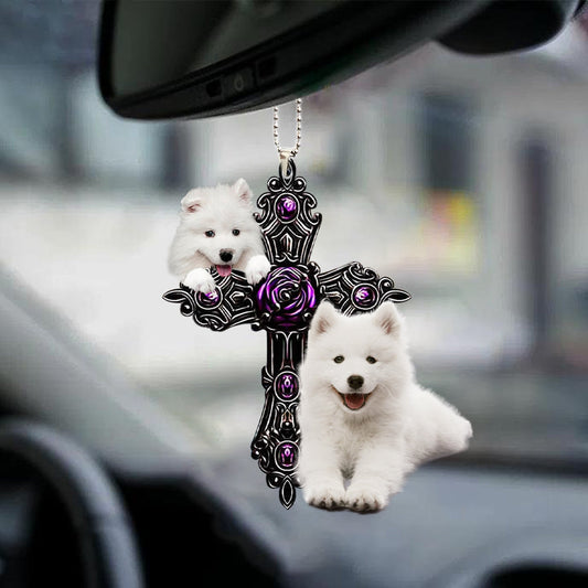 Samoyed Pray For God Car Hanging Ornament Dog Pray For God Ornament Godmerch