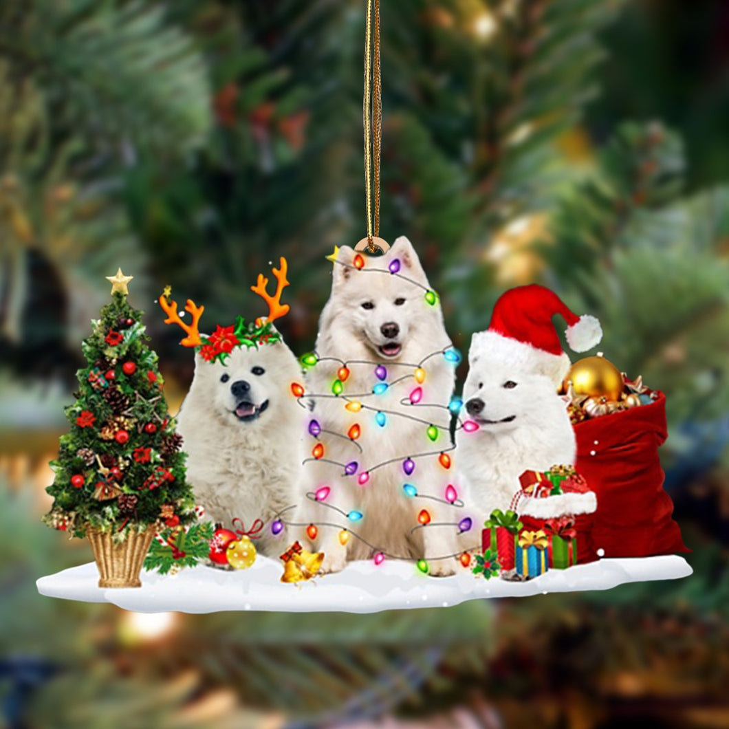 Godmerch- Ornament- Samoyed-Christmas Dog Friends Hanging Ornament, Happy Christmas Ornament, Car Ornament